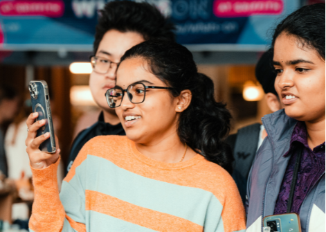 Student holding phone